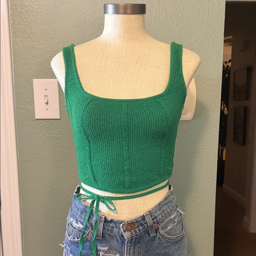 Green Crotchet Crop Top